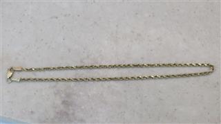 14K Rope Chain Bracelet Yellow Gold 10.5